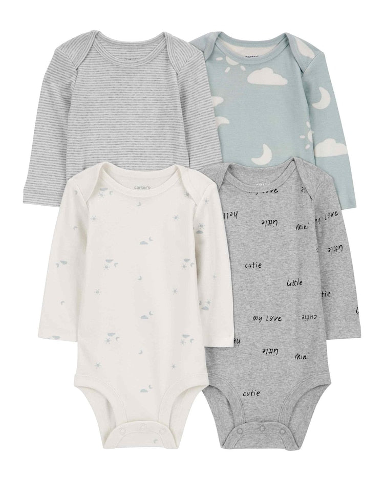 Enxoval bebê conjunto longo 6 peças nuvens listrado multicor - Imagem 2