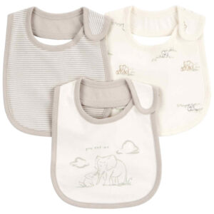 Kit babador bebê 3 peças elefante listrado multico