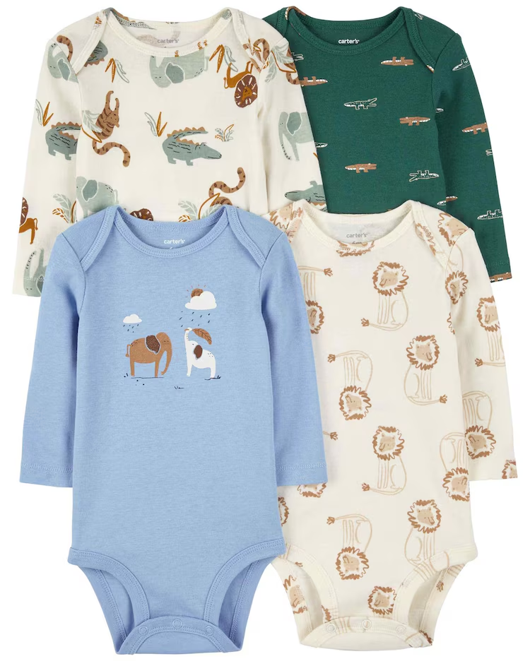 Enxoval bebê 8 peças manga longa listrado elefantes multicor | Carter's - Imagem 2