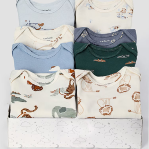 Kit body bebê 8 peças cachorros elefantes e jacaré + caixa presente M multicor |