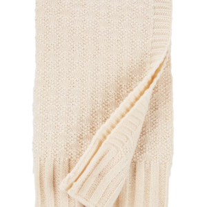 Cobertor bebê de tricot trabalhado bege |