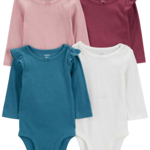 Kit body bebê 4 peças canelado com babados multicor | Carter's