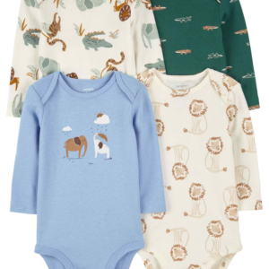 Kit body bebê 4 peças elefantes e jacaré multicor |
