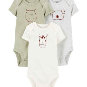 Kit body bebê 3 peças hipopótamo coala zebra multicor |